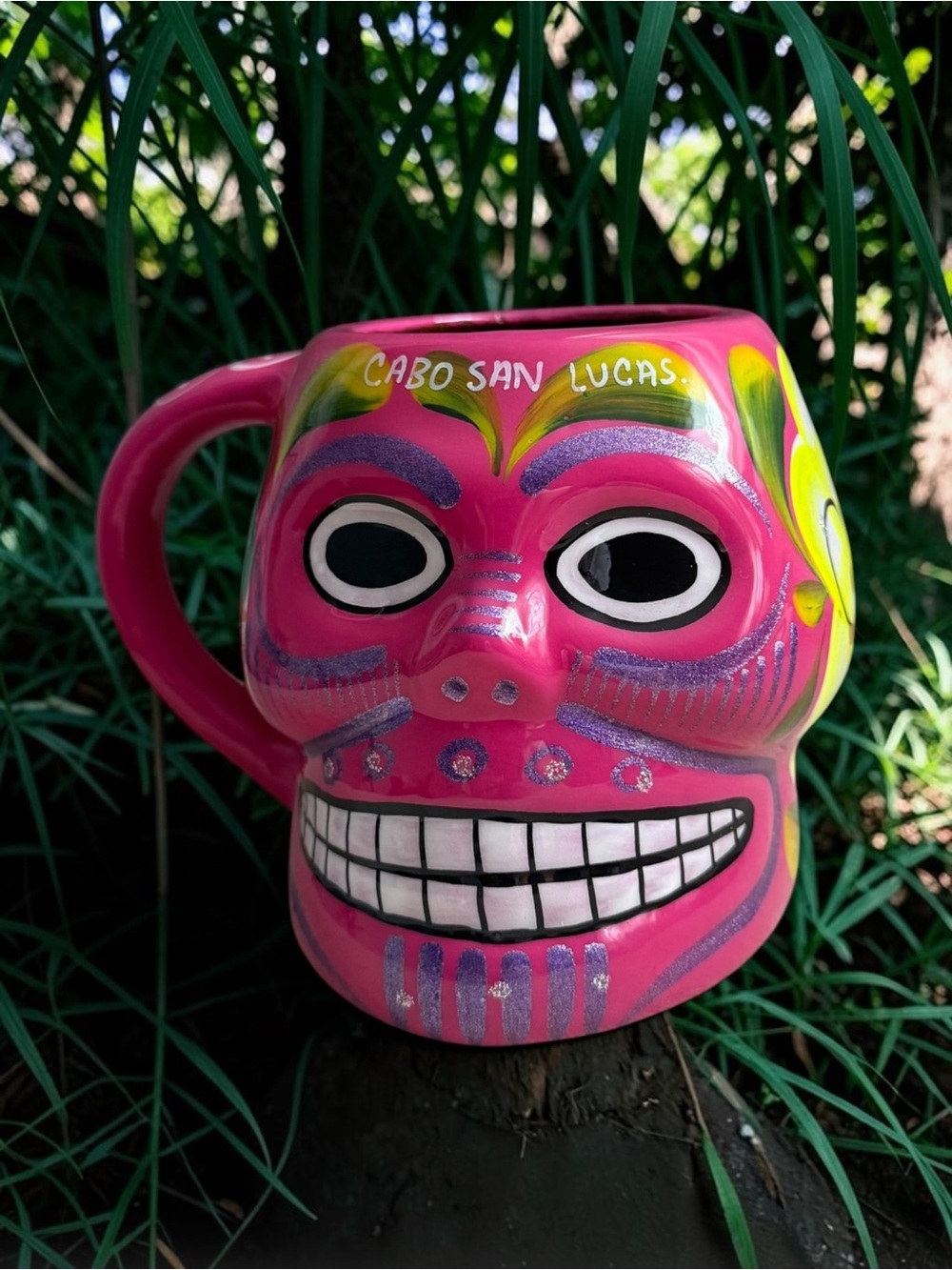 Cabo San Lucas Pink Day of the Dead Skull Mug